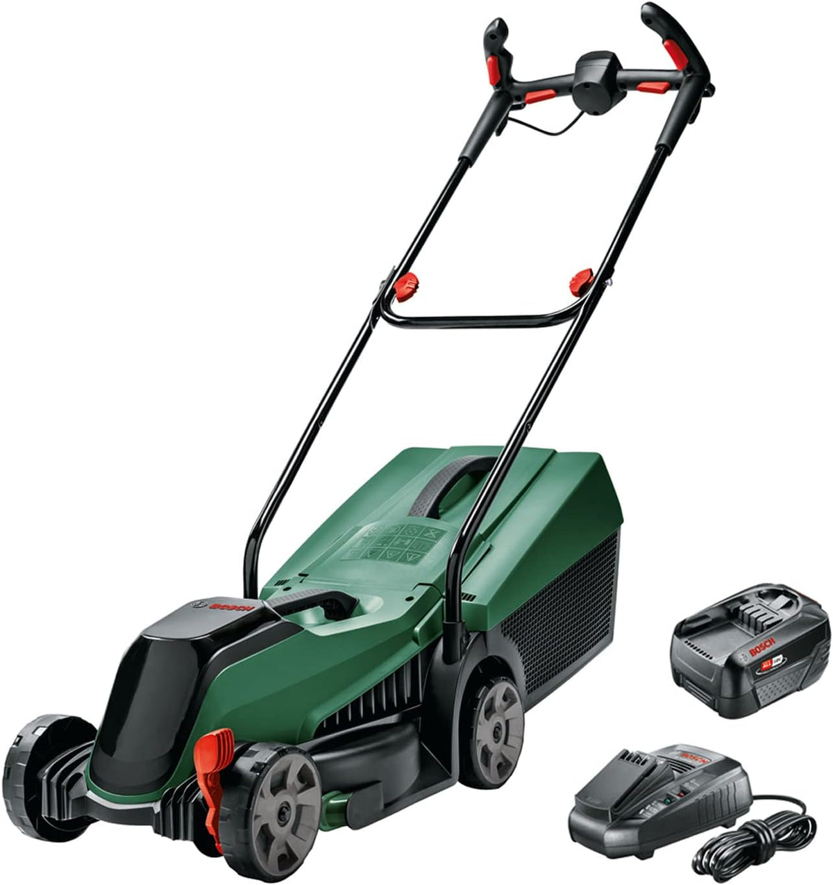 Bosch Rasenmäher, 32 cm, 300 m, 18 V, Grün/Schwarz/Rot, Akku- CityMower -32-300 (18 Volt, ohne Akku, Schnittbreite