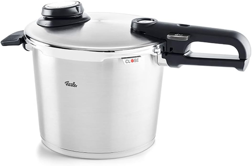 Fissler Schnellkochtopf Vitavit Premium Schnellkochtöpfe, 22 cm, 6 L, Silber/Schwarz