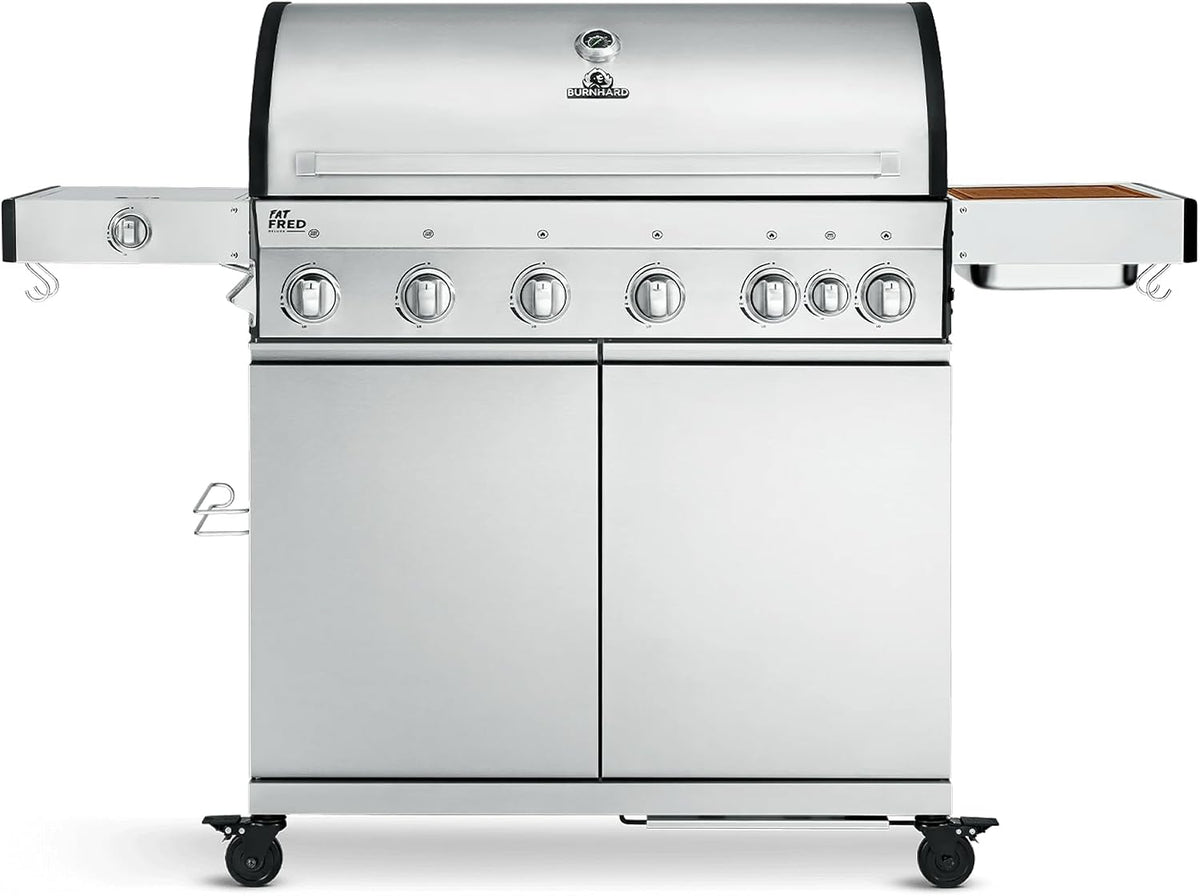 BURNHARD Kochfeld, Silber/Schwarz, ® Gasgrill 6-Brenner inkl. BACKBURNER, 900°C Infrarot-Keramikbrenner, Seiten