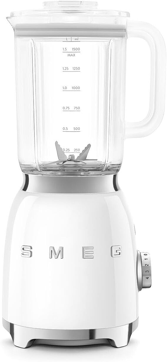 Smeg Standmixer, 1,5 l, 800 W, Weiß, BLF03WHEU, 4 -Geschwindigkeitsstufen, 4 Automikprogramme, Abnehmbare Doppelklinge