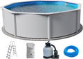 Planet Pool Stahlrahmenpool, 450 x 120 cm, 0,4 mm, 0,3 mm, Weiß/Blau, Stahlwand Set (5-teilig) hoch rund Classic