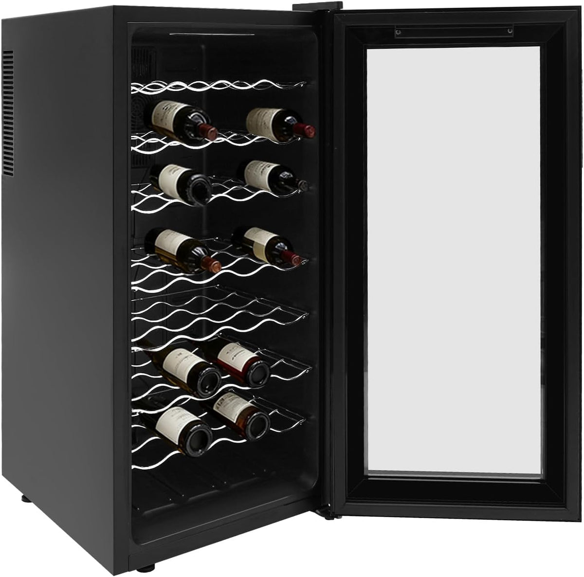 Owneed Weinkühlschrank, 78 L / 17.16 gal (tatsächliche Kapazität: 77.6 L / 17.07gal), Q235 Stahl, Glas, gehärtetes Glas, PVC, Schwarz