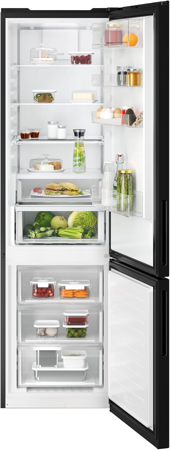 AEG Kühl-Gefrierkombination, 2020 mm, 362 L, Schwarz/Weiß, ORC7P361DB 7000 GreenZone+ freistehend -, NoFrost, LED-Beleuchtung