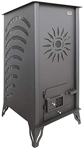 MAESTRO FERRETERO Kaminofen, Schwarz, JOIMA, Biomasseofen ohne Strom, Modell Mini Eco Sol (Pellet-Orujo). Funktioniert ohne