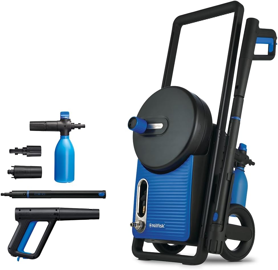 Nilfisk Hochdruckreiniger, 180 Bar, 2800 W, Blau/Schwarz, Excellent - Pressure Washer Für Terrassen, Werkstätten und Autos