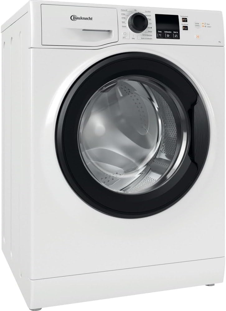 Bauknecht Waschmaschine, 9 kg, Weiß/Schwarz, BPW 914 A Frontlader/ / kraftvolle Fleckentfernung/Kurz 45, Weiß