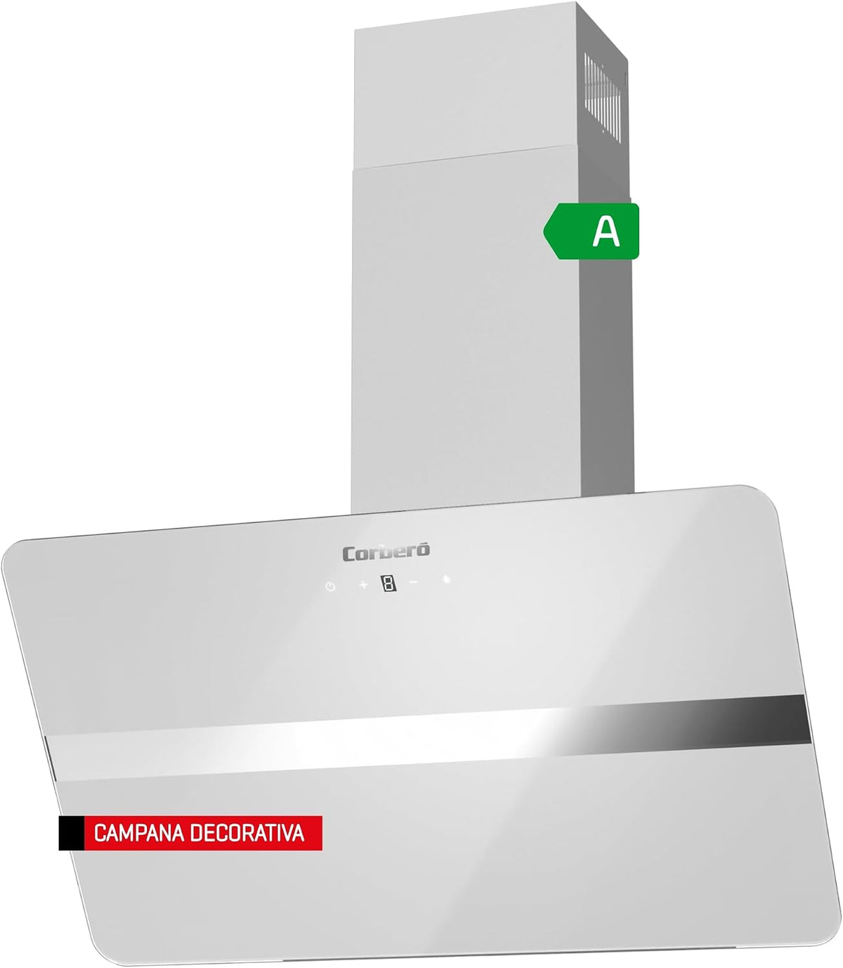 Corbero Dunstabzugshaube, 594,2 m, 70 cm, 165 W, Weiß, Corberó VICTORIA760 W Dekorative, es Glas, 3 Geschwindigkeiten