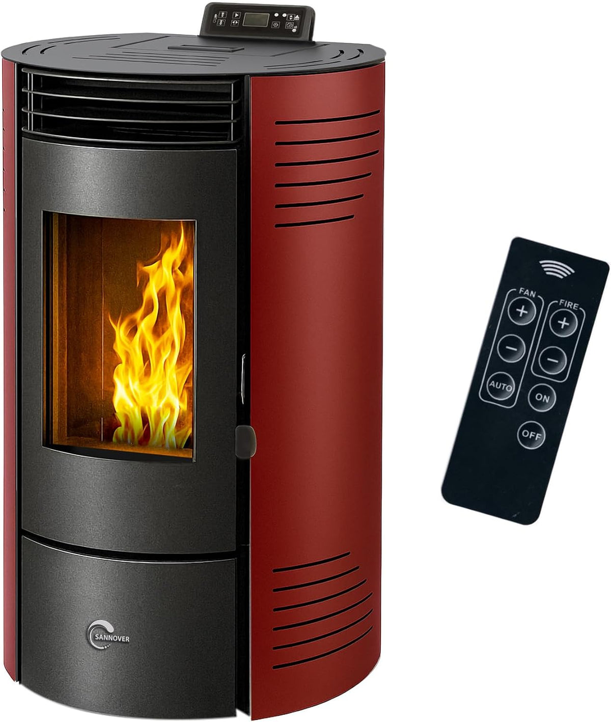 Sannover Thermique Pelletheizungen, 11,6 kW, Schwarz/Rot, Azora Pelletofen wasserdicht Bordeaux