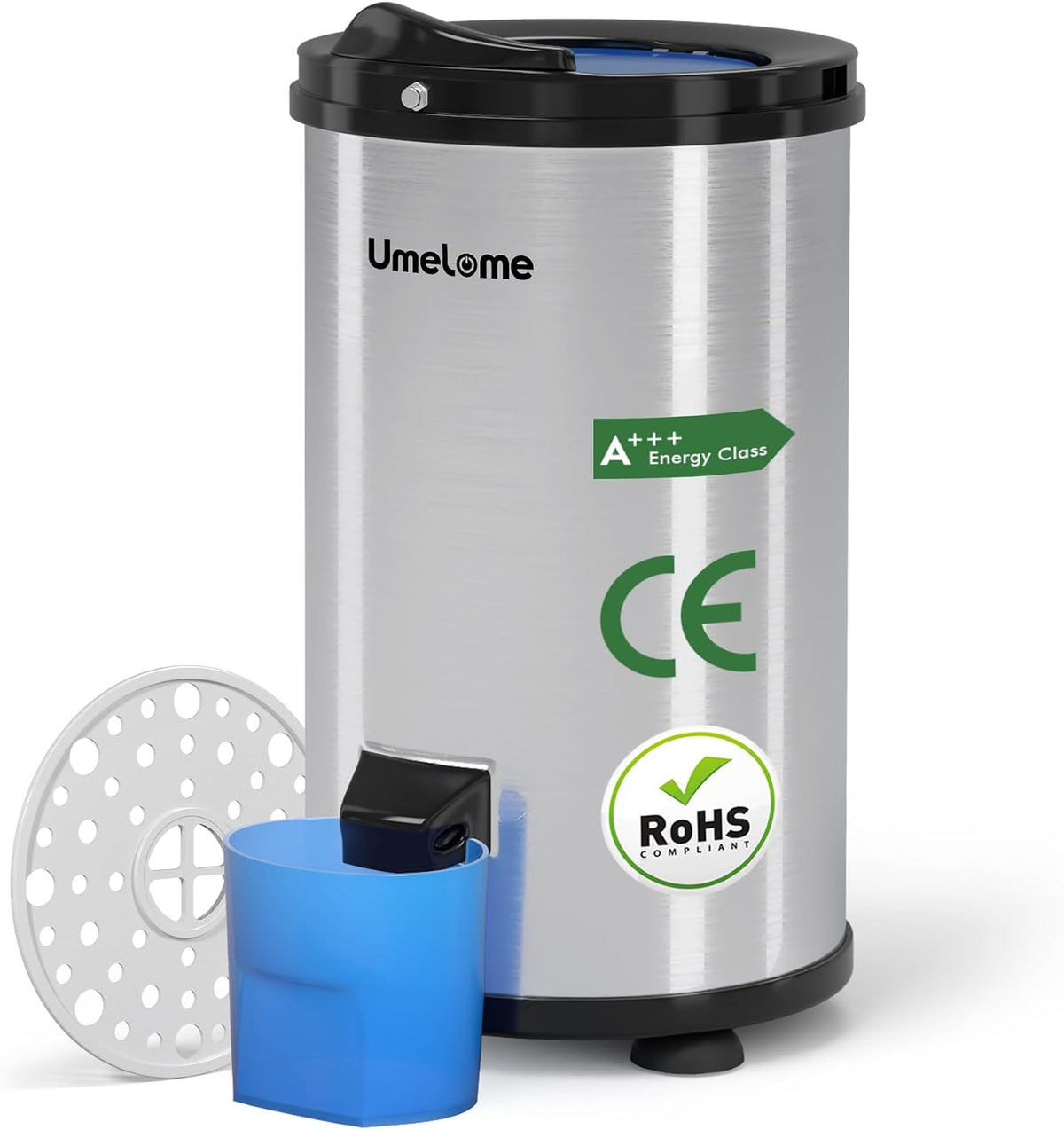 Umelome Wäschetrockner, 6KG, Silber/Schwarz/Blau, Wäscheschleudern, Energie-und Stromsparschleuder wäscheschleuder